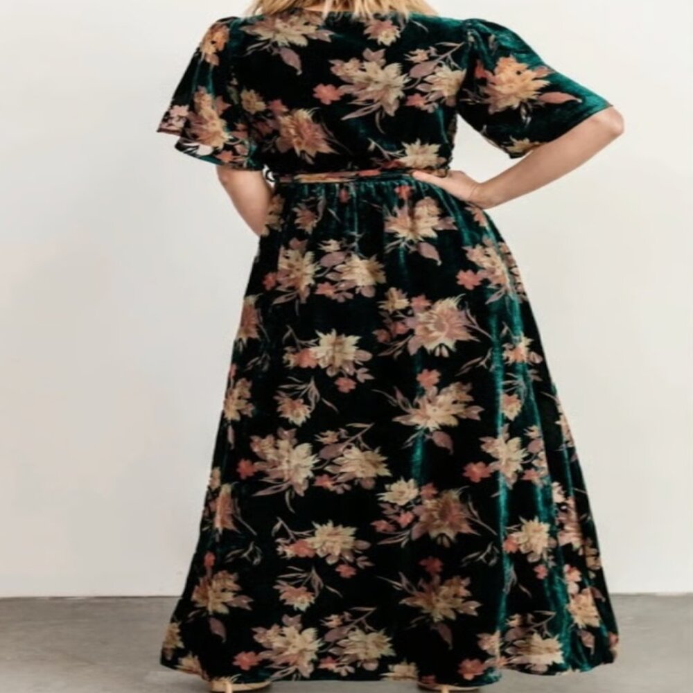 EUC Baltic Born Jade Floral "Uma" Velvet Maxi Dress - Picture 3 of 13